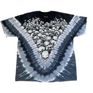 Liquid Blue T shirt Tie Dye Boneyard Skulls Gothic Grunge Streetwear 90s XL